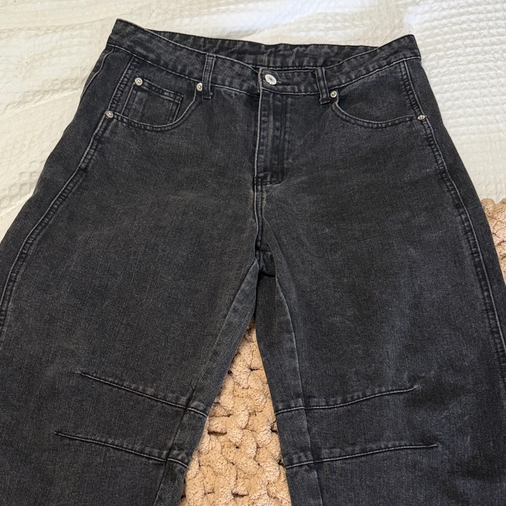 Black Barrel Leg Denim Jeans
